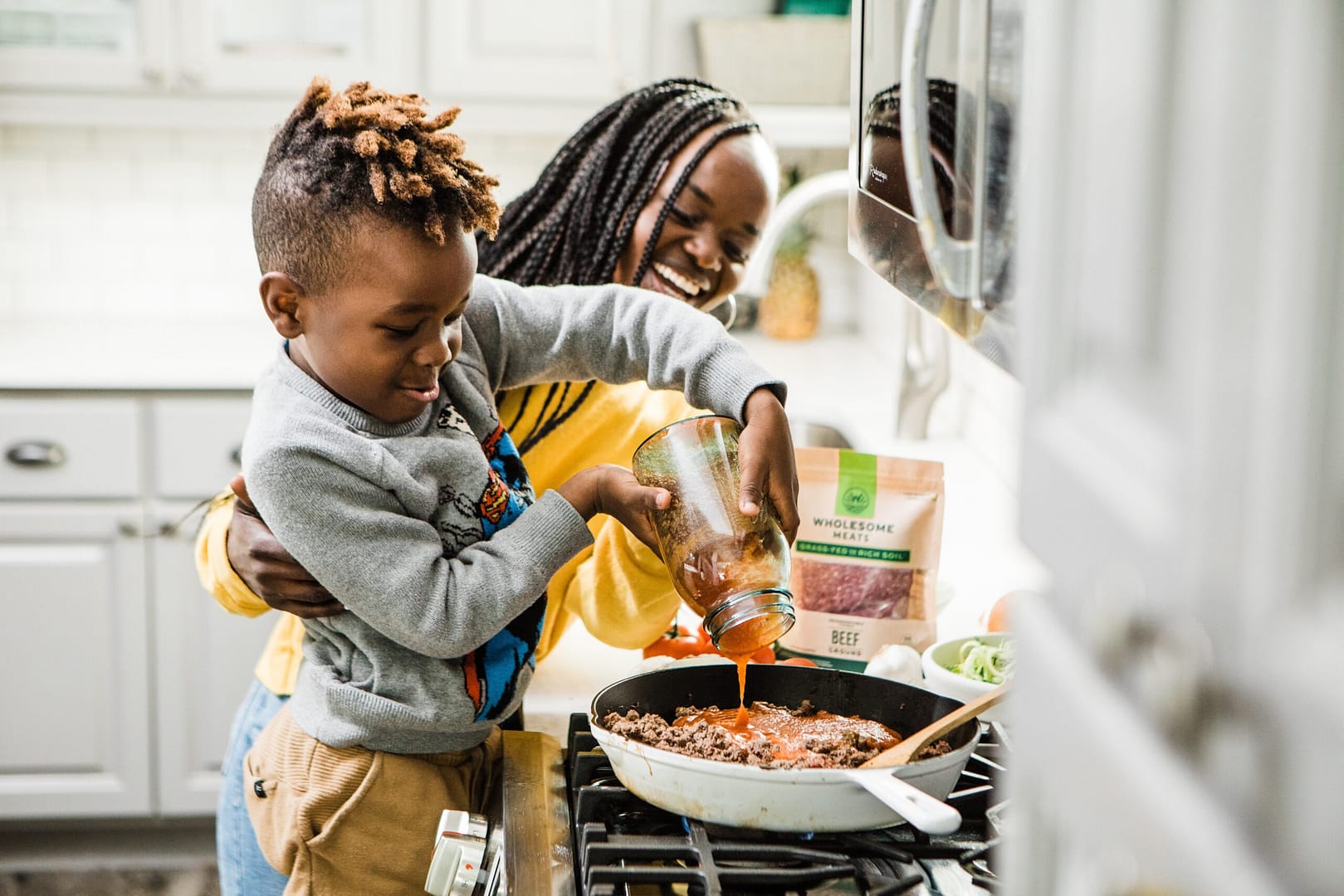 mom and son cook homeschool to show love